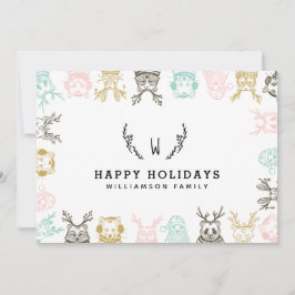 Tarjeta Festiva Navidades de Animales Woodland de Estilo Moderno