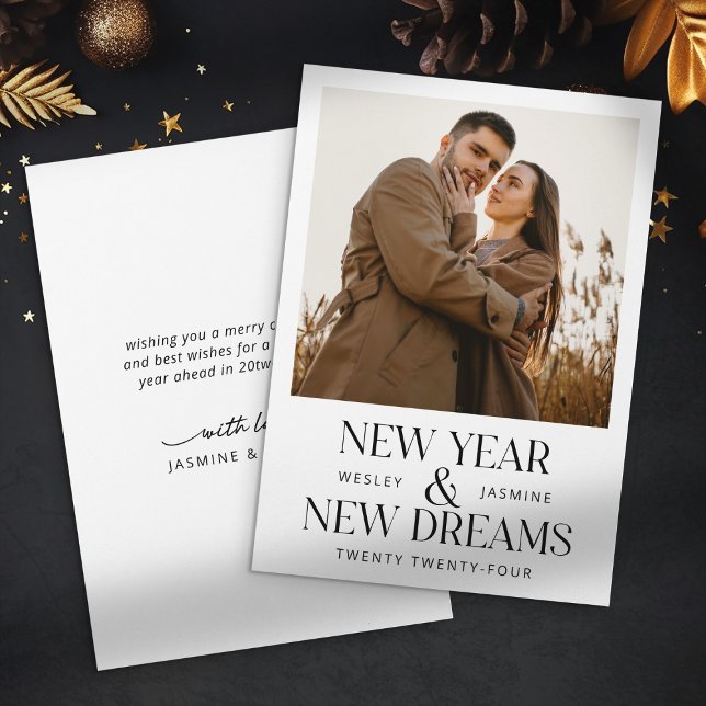 Tarjeta Festiva Navidades de Año Nuevo Moderno  en pareja foto (Subido por el creador)