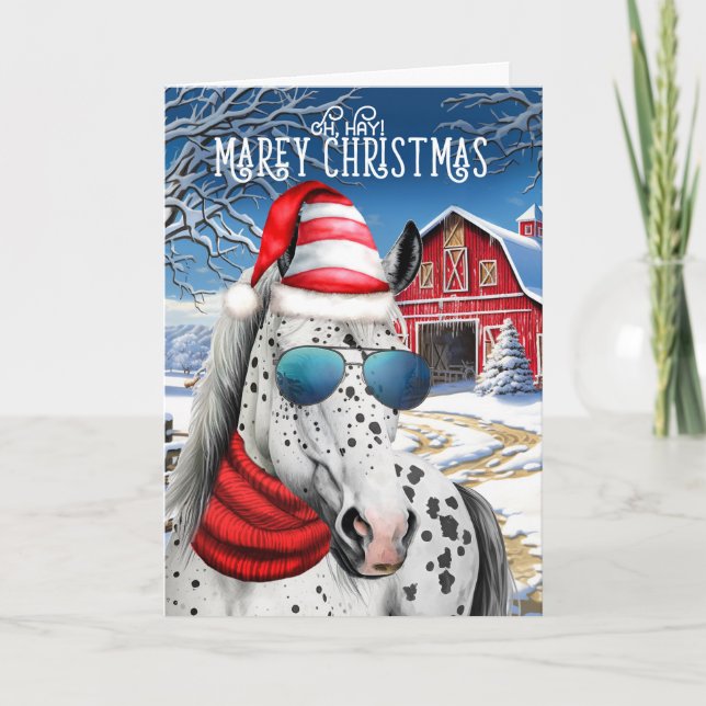 Tarjeta Festiva Navidades de Appaloosa Horse Funny MAREy (Anverso)