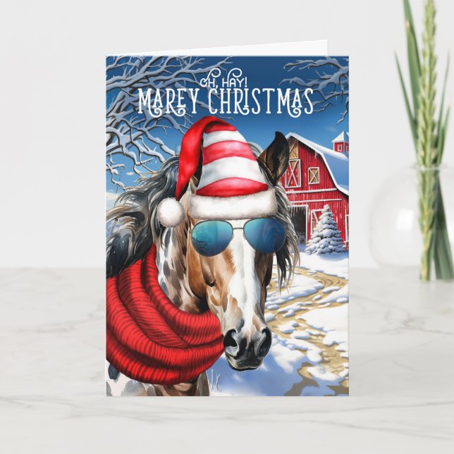 Tarjeta Festiva Navidades de Appaloosa Leopard Horse Funny MAREy (Anverso)