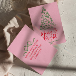 Tarjeta Festiva Navidades De Árbol De Arcos Rojos Dibujados A Mano