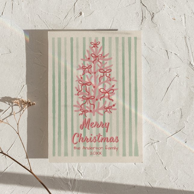 Tarjeta Festiva Navidades de árbol de arcos rosados de arcos de co (Subido por el creador)