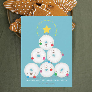 Tarjeta Festiva Navidades de árbol de donuts de azúcar en polvo