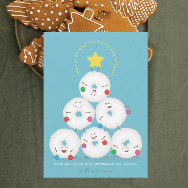 Tarjeta Festiva Navidades de árbol de donuts de azúcar en polvo (Subido por el creador)