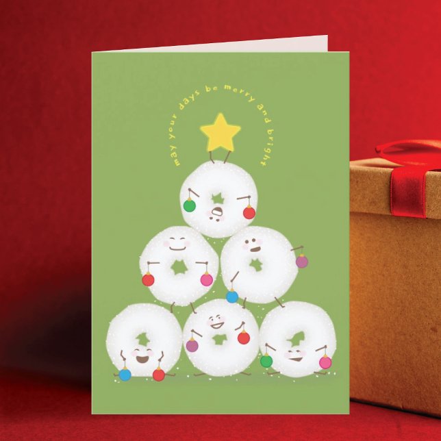 Tarjeta Festiva Navidades de árbol de donuts de azúcar en polvo (Subido por el creador)
