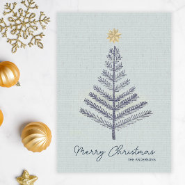 Tarjeta Festiva Navidades de árbol dibujados con la mano Minimalis