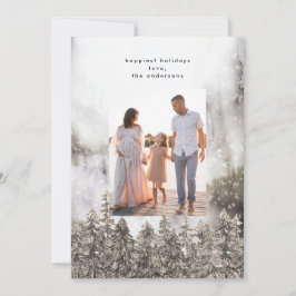 Tarjeta Festiva Navidades de árboles de las montañas de la nieve U