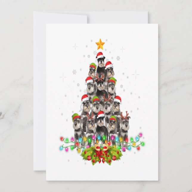 Tarjeta Festiva Navidades de árboles de perros Schnauzer Mascota d (Anverso)