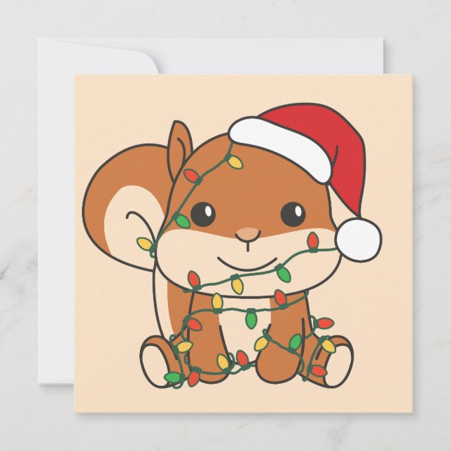 Tarjeta Festiva Navidades de ardilla Animales de Invierno Vacacion (Anverso)