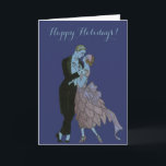 Tarjeta Festiva Navidades de Art Déco Vintage, danza de recién cas<br><div class="desc">El don del amor. El don de la paz. El don de la felicidad. Que todos estos sean tuyos a los Navidades. Fácil de personalizar de esta tarjeta de Navidades para personalizar con su propio mensaje de vacaciones, o simplemente añadir sus nombres. Imagen romántica de ilustracion vintage con un hombre...</div>