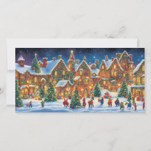 Tarjeta Festiva Navidades de arte británico Lite Whimsical 3 Colla