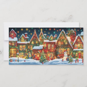 Tarjeta Festiva Navidades de arte británico Lite Whimsical 3 Colla
