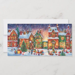 Tarjeta Festiva Navidades de arte británico Lite Whimsical 3 Colla