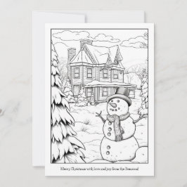 Tarjeta Festiva Navidades de arte casero de la familia Cute Snowma