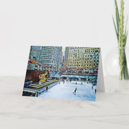 Tarjeta Festiva Navidades de arte digital Rockefeller de la ciudad