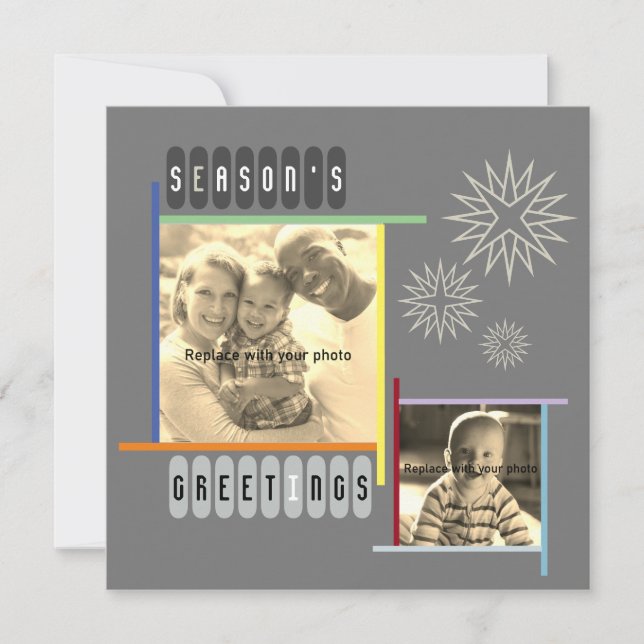 Tarjeta Festiva Navidades de arte moderno estilo Bauhaus (Anverso)