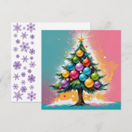 Tarjeta Festiva Navidades de arte pop adornados con adornos muy co