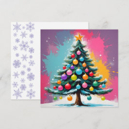Tarjeta Festiva Navidades de arte pop con toques de color