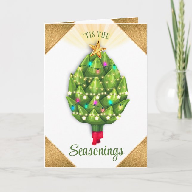 Tarjeta Festiva Navidades de arte restaurante de cocina ligera par (Anverso)