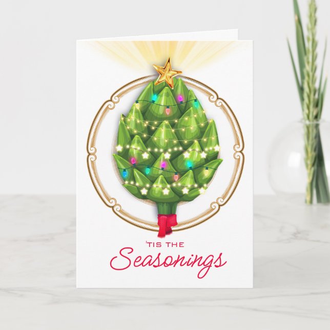 Tarjeta Festiva Navidades de arte restaurante de cocina ligera par (Anverso)