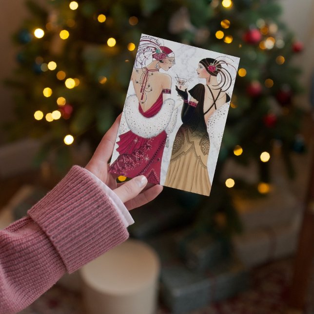Tarjeta Festiva Navidades de arte señoras de deco añaden mensaje (Subido por el creador)