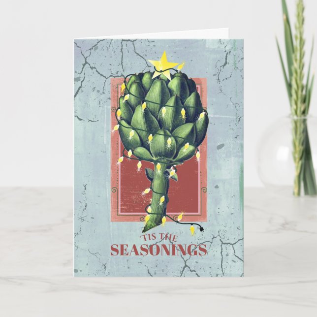 Tarjeta Festiva Navidades de arte venden comida para cocineros (Anverso)