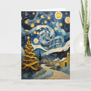 Tarjeta Festiva Navidades de arte vintage inspirados por Van Gogh