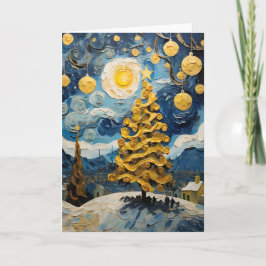Tarjeta Festiva Navidades de arte vintage inspirados por Van Gogh