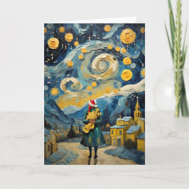 Tarjeta Festiva Navidades de arte vintage inspirados por Van Gogh