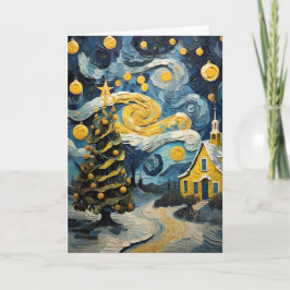 Tarjeta Festiva Navidades de arte vintage inspirados por Van Gogh