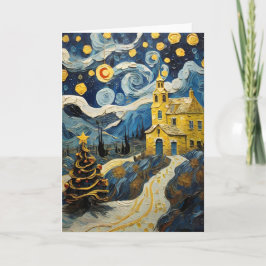 Tarjeta Festiva Navidades de arte vintage inspirados por Van Gogh