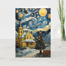 Tarjeta Festiva Navidades de arte vintage inspirados por Van Gogh