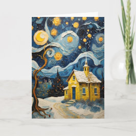 Tarjeta Festiva Navidades de arte vintage inspirados por Van Gogh