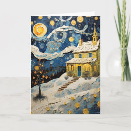 Tarjeta Festiva Navidades de arte vintage inspirados por Van Gogh