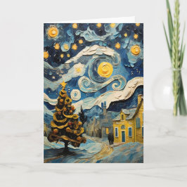 Tarjeta Festiva Navidades de arte vintage inspirados por Van Gogh