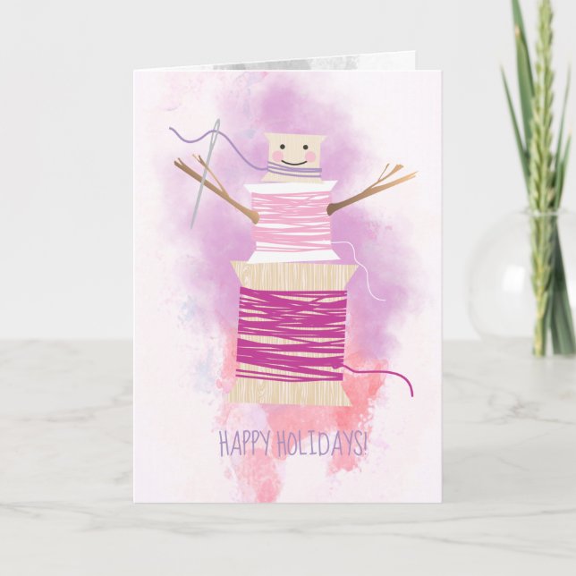 Tarjeta Festiva Navidades de artesanías de coser de hilo de aguja (Anverso)