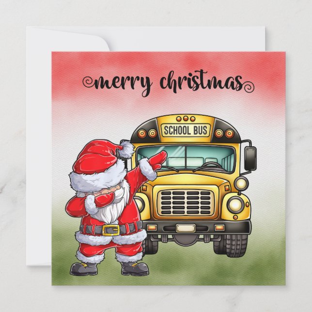 Tarjeta Festiva Navidades de autobuses escolares para conductor (Anverso)