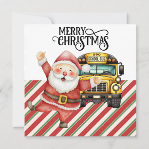 Tarjeta Festiva Navidades de autobuses escolares para conductor