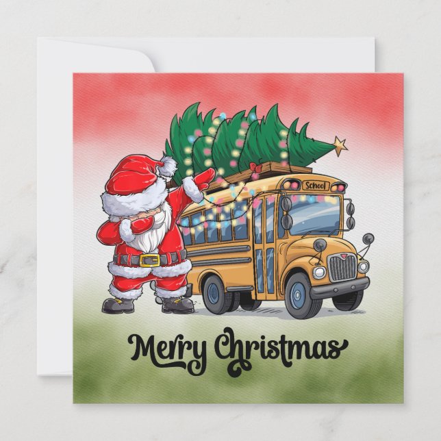 Tarjeta Festiva Navidades de autobuses escolares para conductor (Anverso)