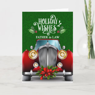 Tarjeta Festiva navidades de autos clásicos rojos para padre en de