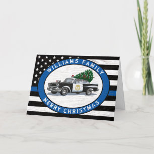 Tarjeta Festiva Navidades de autos de la vieja bandera de la línea