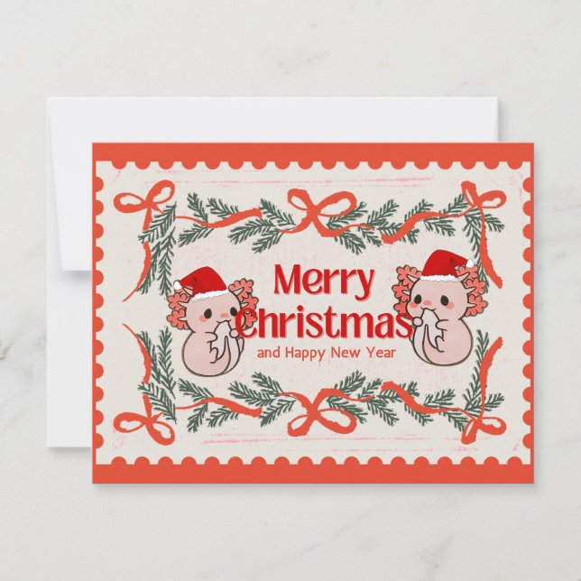 Tarjeta Festiva Navidades de Axolotl (Anverso)