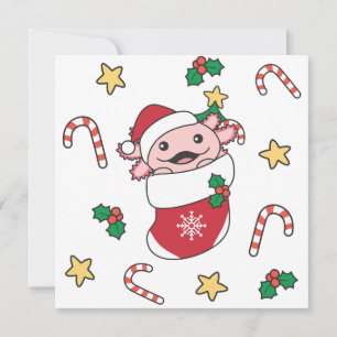 Tarjeta Festiva Navidades de Axolotl Nieve Animales de Invierno Ax