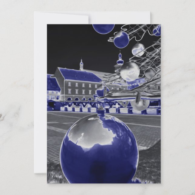 Tarjeta Festiva Navidades de azul (Anverso)
