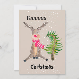 Tarjeta Festiva Navidades de Baaaa Reindeo acuarela