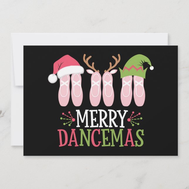 Tarjeta Festiva Navidades de bailes de cerezos ballet zapatillas b (Anverso)