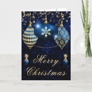Tarjeta Festiva Navidades de balcanes del Purpurina Royal Blue & G