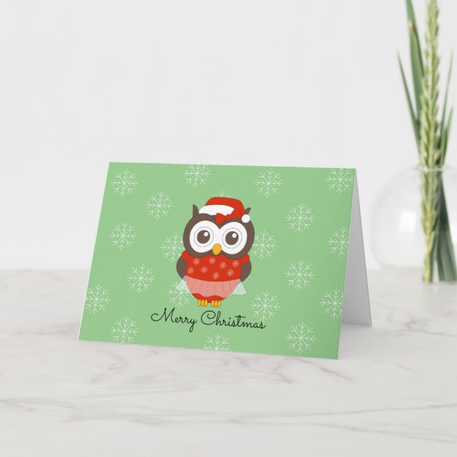 Tarjeta Festiva Navidades de Ballerina Owl Snowflakes (Anverso)