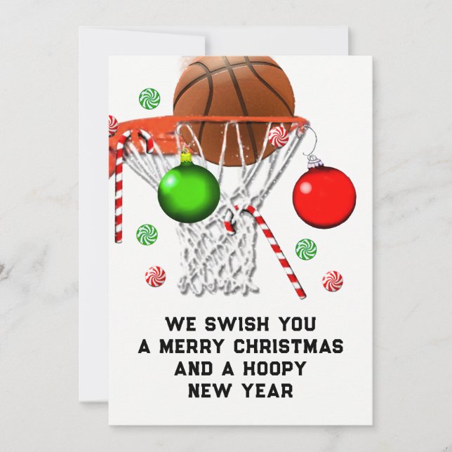 Tarjeta Festiva Navidades de baloncesto (Anverso)