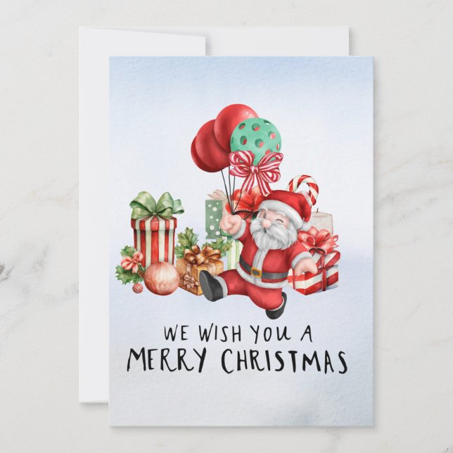 Tarjeta Festiva Navidades de baloncesto con la temática de Santa C (Anverso)